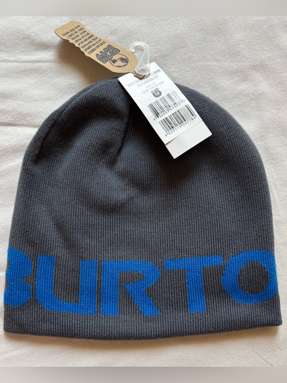 Burton Billboard Reversible Beanie Gray Blue Logo NWT One Size